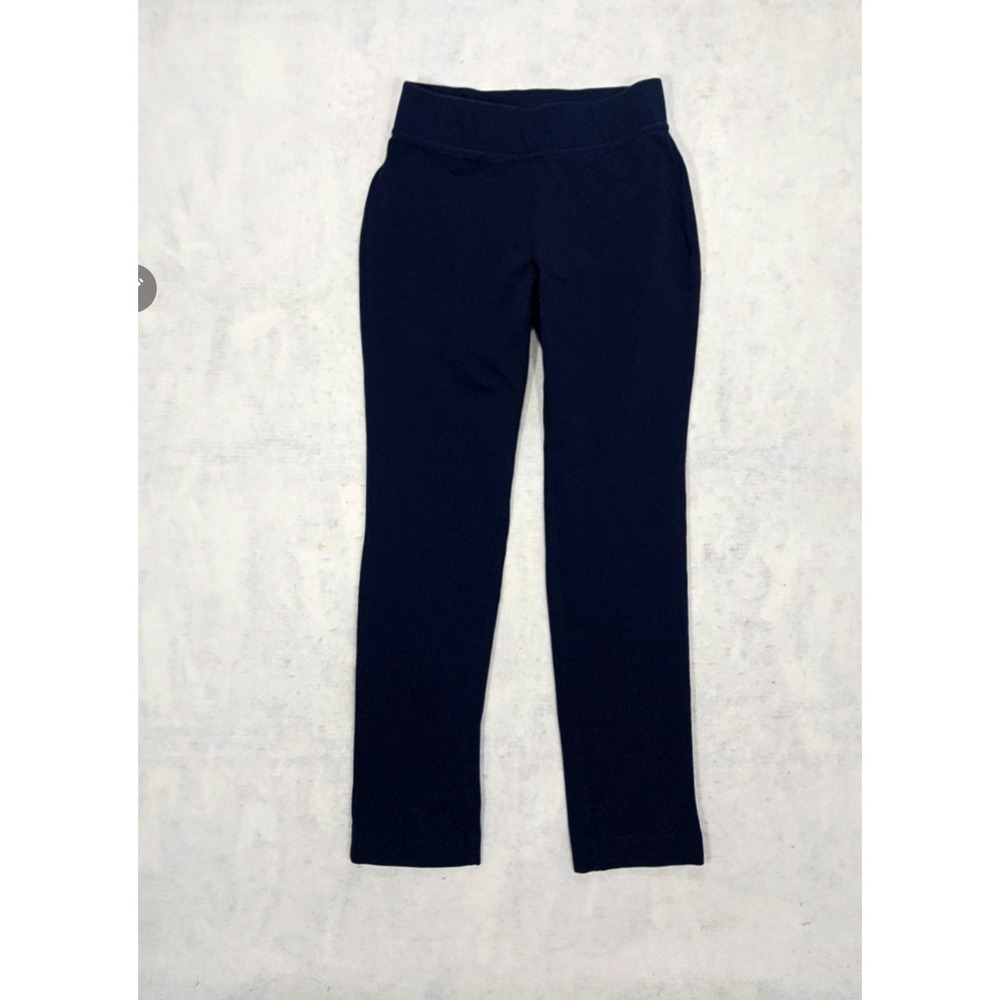 Lands End Pants Pull On Womens Sz XS 2 4 Starfish Slim Leg Navy Blue Stretch